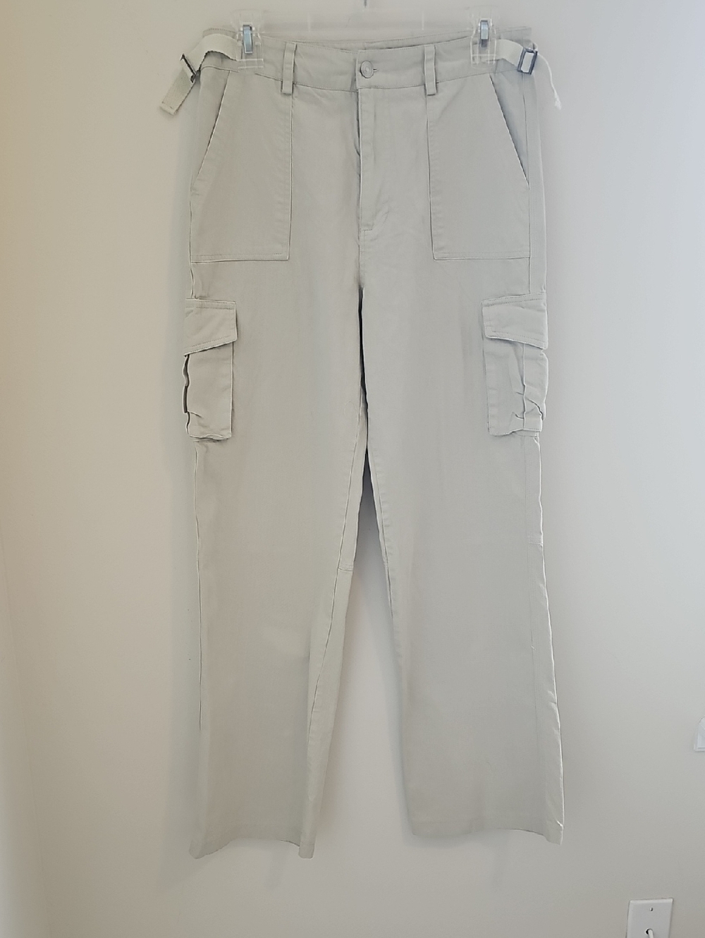 Nikkis Beach House Cargo Pants Womens Size M Beige Utility Straight Leg Cotton